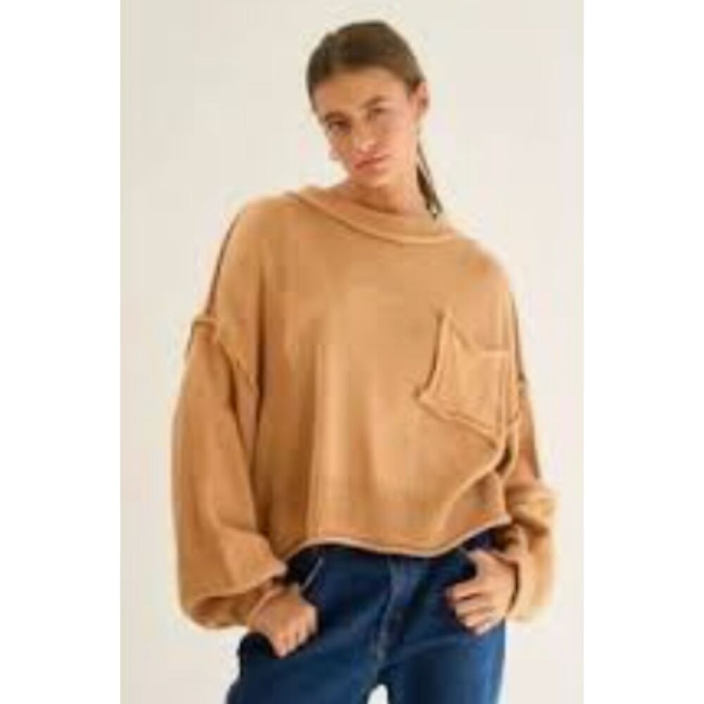 POL Crew Neck Long Sleeve Loose Knitted Pullover Sweater